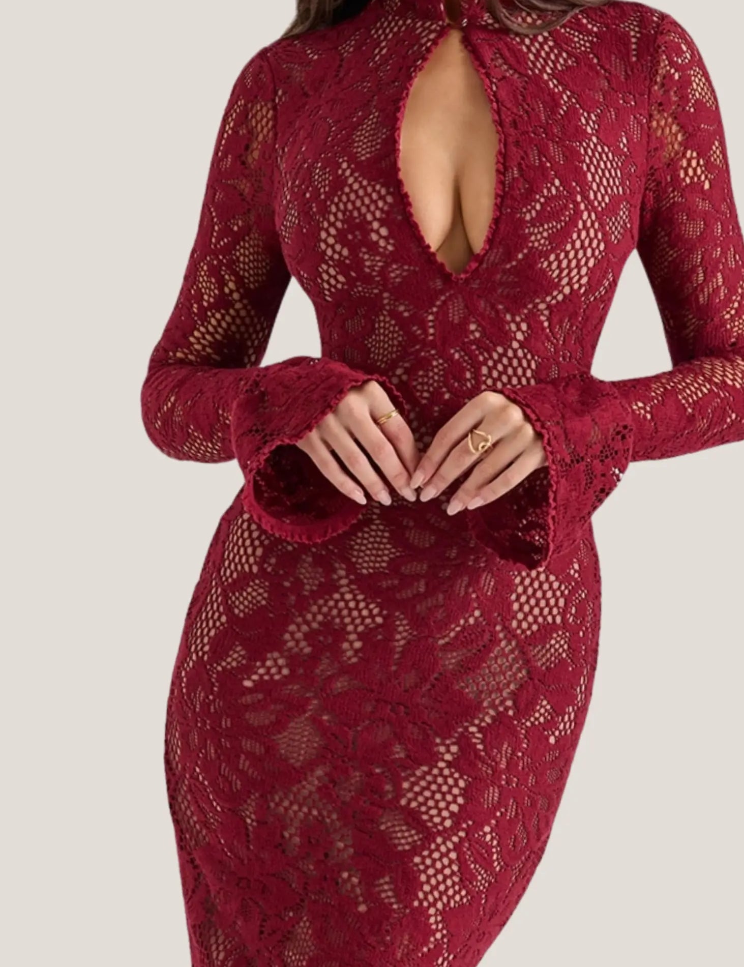 autumn lace dress thousand Gold Dust Embroidered Lace Midi Gown Chic Glam Closet