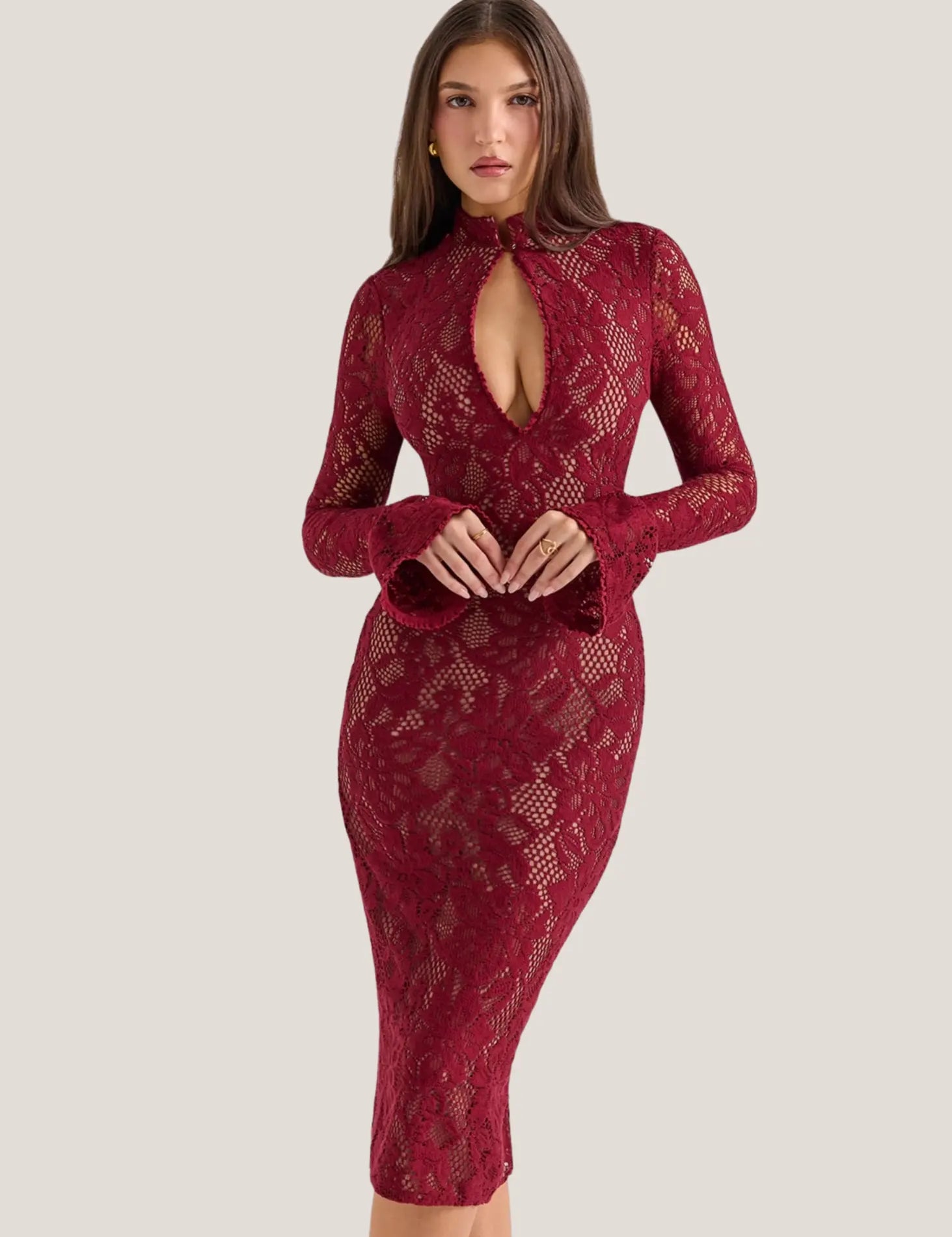 autumn lace dress thousand Milumia Women's Sheer Lace Dress Sexy See Through Long Summer Dresses Apricot X-Small at Amazon Women's Clothing store
