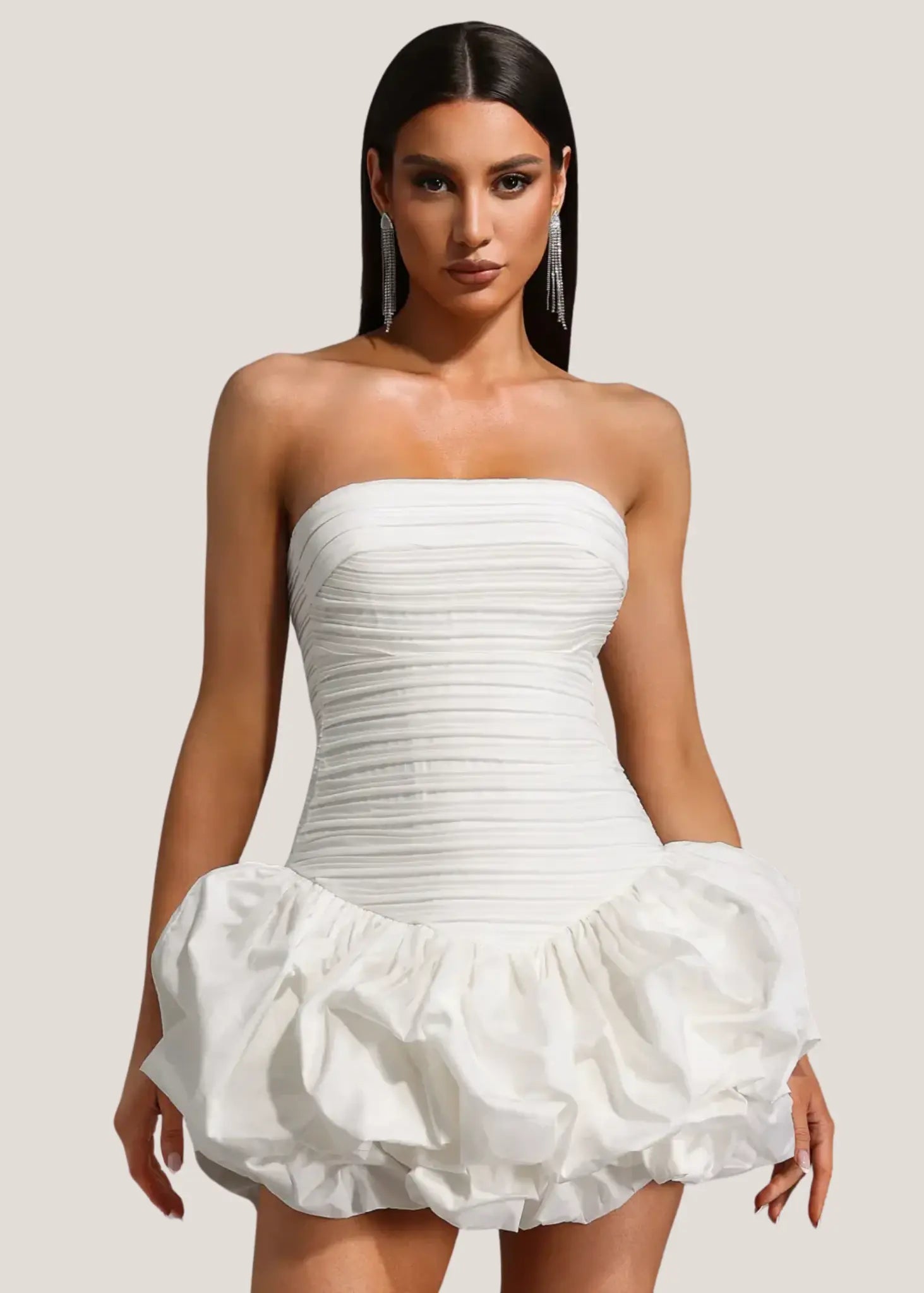 Opaline Backless Halter Mini Dress White Slimming Evening Elegance Romancya Opaline Backless Halter Mini Dress White Slimming Evening Elegance Romancya